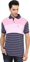 Okane Striped Men's Polo Neck Pink T-Shirt