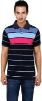 Okane Striped Men's Polo Neck Brown T-Shirt