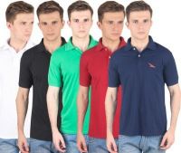 PRO Lapes Solid Men's Polo Neck Multicolor T-Shirt(Pack of 5)