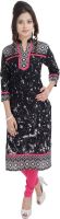 Palakh Casual Printed Women's Kurti(Pink, Black)