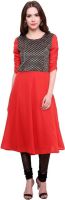 Pannkh Festive Solid Women's Kurti(Red)