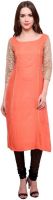 Pannkh Festive Solid Women's Kurti(Orange)