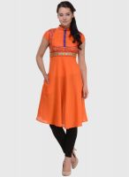 Pehraan Orange Printed Kurtis