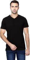 People Solid Men's V-neck Black T-Shirt