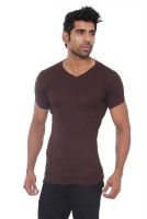 Pezzava Self Design Men's V-neck Reversible Brown, Black T-Shirt