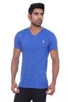 Pezzava Self Design Men's V-neck Reversible Yellow, Blue T-Shirt