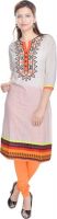 Porcupine Casual Self Design Women's Kurti(White)