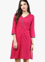 Rangmanch By Pantaloons Fuchsia Solid Kurtas