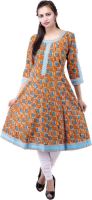 Rash Collection Casual Printed Women's Kurti(Orange)