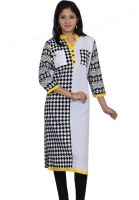Raysonis Casual Checkered Women's Kurti(Blue)