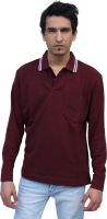 Romano Solid Men's Polo Neck Maroon T-Shirt