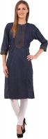 Sats Casual Solid Women's Kurti(Blue)