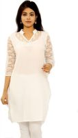 S.B Textiles Casual Solid Women's Kurti(White)