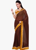 Saree Swarg Brown Solid Saree