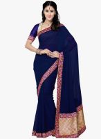 Saree Swarg Navy Blue Printed Saree