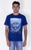 Sera Printed Men's Round Neck Blue T-Shirt