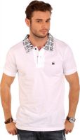 Smugglerz Solid Men's Polo Neck White T-Shirt Smugglerz Solid Men's Polo Neck White T-Shirt