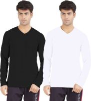Softwear Solid Men's V-neck White T-Shirt(Pack of 2)