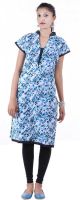 Soulmade Casual Self Design Women's Kurti(Blue)