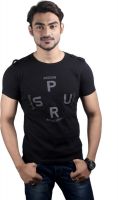 Spur Printed Men's Round Neck Black T-Shirt