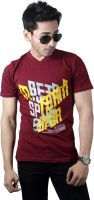 Spur Printed Men's V-neck Maroon T-Shirt