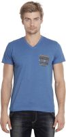 Sting Solid Men's V-neck Blue T-Shirt