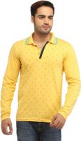 Stylistry Printed Men's Polo Neck Yellow T-Shirt