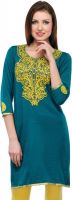 Sukuma Casual Solid Women's Kurti(Blue)