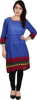 Swanky Casual Printed Women's Kurti(Blue, Pink)