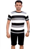 Switchon Striped Men's Round Neck Black, White T-Shirt