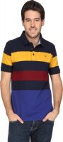 T-Base Striped Men's Polo Neck Dark Green T-Shirt