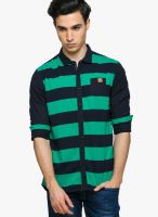 Teemper Striped Green Casual Shirt