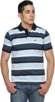 Tempt Striped Men's Polo Neck Blue T-Shirt