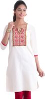 ThamaraiGrandies Casual Solid Women's Kurti(White, Red)