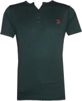 Tick Lish Solid Men's V-neck Dark Green T-Shirt