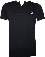 Tick Lish Solid Men's V-neck Black T-Shirt