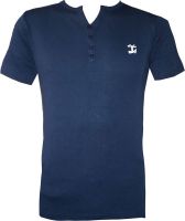 Tick Lish Solid Men's V-neck Dark Blue T-Shirt