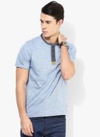 Tom Tailor Light Blue Solid Henley T-Shirt