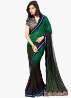 Triveni Sarees Green Embroidered Saree