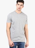Tshirt Company Grey Striped V Neck T-Shirts