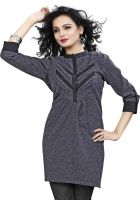 Twinkal Festive, Formal, Party, Casual Self Design Women's Kurti(Black)