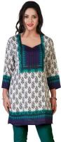 Variation Casual Printed Women's Kurti(Beige)