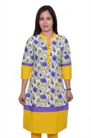 Vasudha Casual Floral Print Women's Kurti(Yellow)