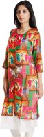 Vedic Casual Printed Women's Kurti(Pink)