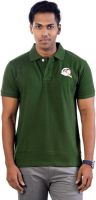 Well on Solid Men's Polo Neck Green T-Shirt