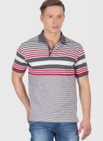 Wilkins & Tuscany Light Grey Striped Polo T-Shirts