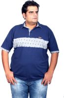 Xmex Applique Men's Polo Neck Blue T-Shirt