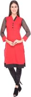 Zadine Casual Solid, Self Design Women's Kurti(Red, Black)