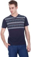 Zobello Self Design Men's V-neck Multicolor T-Shirt