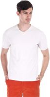 Zobello Solid Men's V-neck Beige T-Shirt